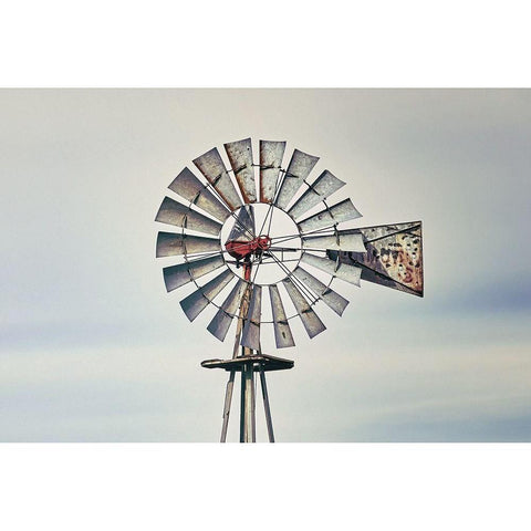 Windmill Close-Up Black Modern Wood Framed Art Print with Double Matting by White Ladder
