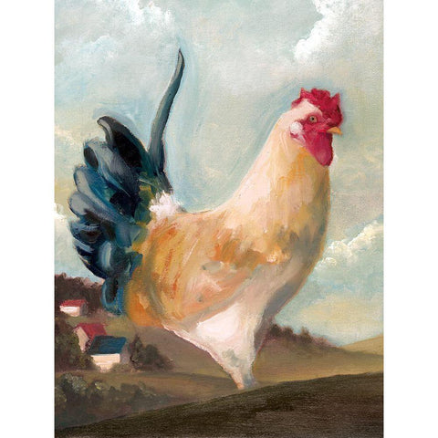 Hillside Rooster I Black Modern Wood Framed Art Print by White Ladder