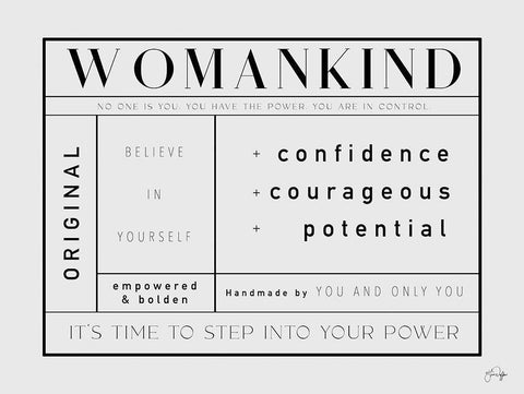 Womankind White Modern Wood Framed Art Print with Double Matting by Yass Naffas Designs