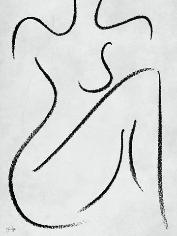 Sitting Woman Black Modern Wood Framed Art Print by Yass Naffas Designs