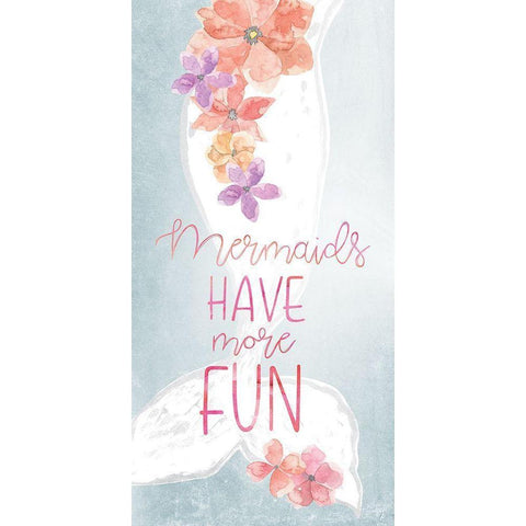 Mermaids Have More Fun White Modern Wood Framed Art Print by Yass Naffas Designs