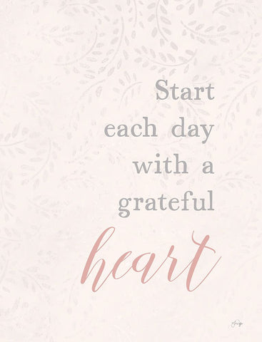 Grateful Heart White Modern Wood Framed Art Print with Double Matting by Yass Naffas Designs