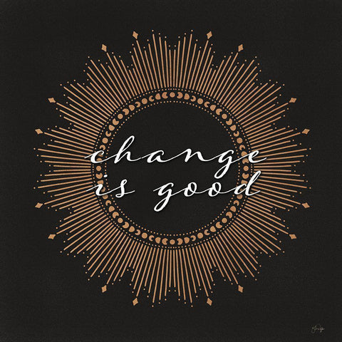 Change is Good White Modern Wood Framed Art Print with Double Matting by Yass Naffas Designs