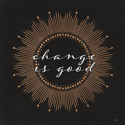 Change is Good Black Modern Wood Framed Art Print by Yass Naffas Designs