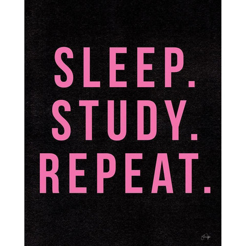 Sleep. Study. Sleep. Black Modern Wood Framed Art Print with Double Matting by Yass Naffas Designs