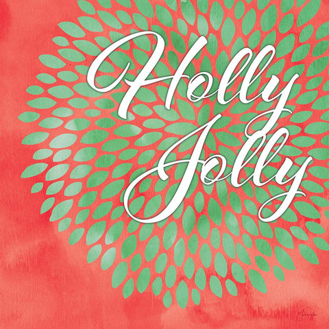 Holly Jolly White Modern Wood Framed Art Print with Double Matting by Yass Naffas Designs