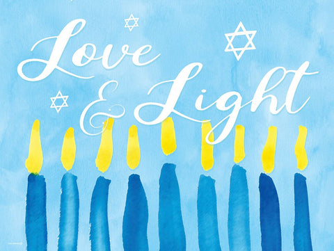 Love And Light Hanukkah Candles Black Modern Wood Framed Art Print by Yass Naffas Designs