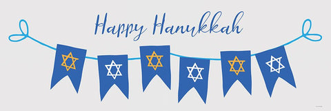 Happy Hanukkah Banner Black Modern Wood Framed Art Print by Yass Naffas Designs