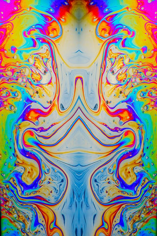 Abstract pattern of refracted light in soap bubble Black Ornate Wood Framed Art Print with Double Matting by Jones, Adam