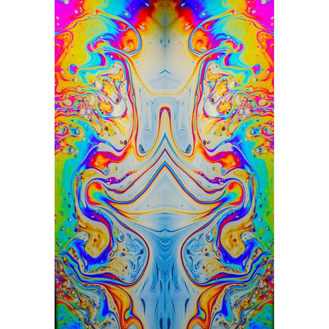 Abstract pattern of refracted light in soap bubble Black Modern Wood Framed Art Print by Jones, Adam