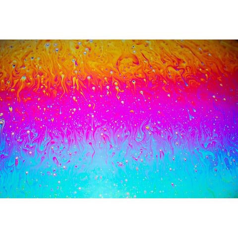 Abstract pattern of refracted light in soap bubble Black Modern Wood Framed Art Print by Jones, Adam