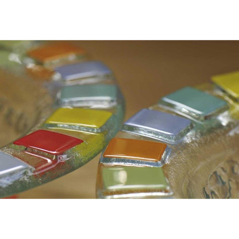 USA Colorful hand-made dish made of fused glass White Modern Wood Framed Art Print by Terrill, Steve