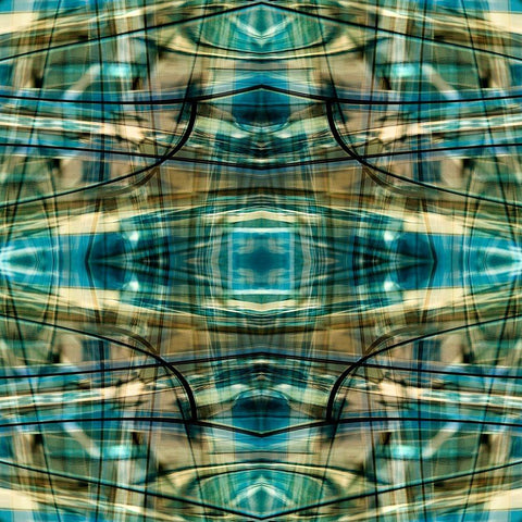 Turquoise-black and bronze metallic abstract Black Modern Wood Framed Art Print with Double Matting by Jaynes Gallery