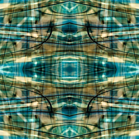 Turquoise-black and bronze metallic abstract Black Ornate Wood Framed Art Print with Double Matting by Jaynes Gallery