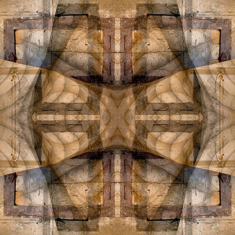 Earth tone quilt-like abstract White Modern Wood Framed Art Print with Double Matting by Jaynes Gallery