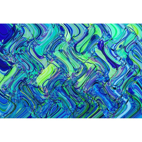 Blue and Green Abstract Gold Ornate Wood Framed Art Print with Double Matting by Engelbrecht, Lisa S.