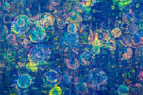 Abstract Blue Circles White Modern Wood Framed Art Print with Double Matting by Engelbrecht, Lisa S.