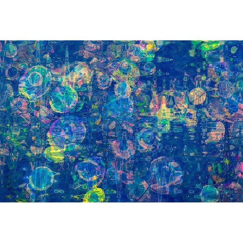 Abstract Blue Circles Black Modern Wood Framed Art Print with Double Matting by Engelbrecht, Lisa S.