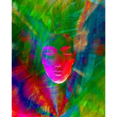 Abstract of meditating human face White Modern Wood Framed Art Print by Zuckerman, Jim