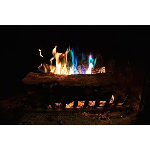 Colorful flames in a fireplace White Modern Wood Framed Art Print by Herbig, David