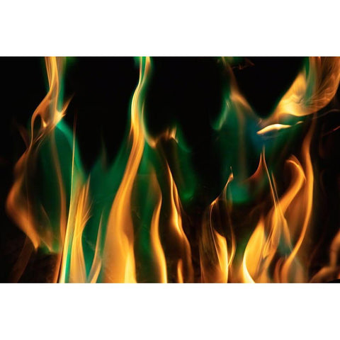 Colorful flames Black Modern Wood Framed Art Print with Double Matting by Herbig, David