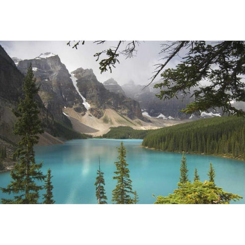 Canada, Alberta, Banff NP View of Moraine Lake White Modern Wood Framed Art Print by Paulson, Don