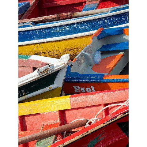 Harbor with traditional colorful fishing boats Town Ponta do Sol-Island Santo Antao-Cape Verde White Modern Wood Framed Art Print by Zwick, Martin