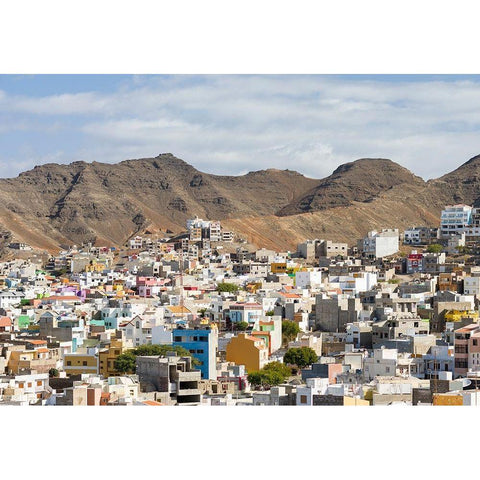 City view City Mindelo-a seaport on the island Sao Vicente-Cape Verde Africa Gold Ornate Wood Framed Art Print with Double Matting by Zwick, Martin