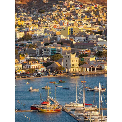 City Mindelo-a seaport on the island Sao Vicente-Cape Verde Africa Gold Ornate Wood Framed Art Print with Double Matting by Zwick, Martin