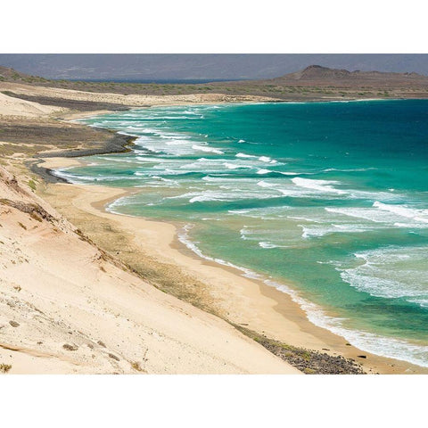 Coastal landscape near Calhau Island Sao Vicente-Cape Verde White Modern Wood Framed Art Print by Zwick, Martin