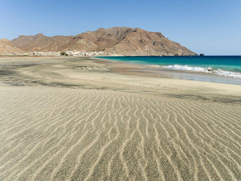 The beach near Sao Pedro Island Sao Vicente-Cape Verde White Modern Wood Framed Art Print with Double Matting by Zwick, Martin