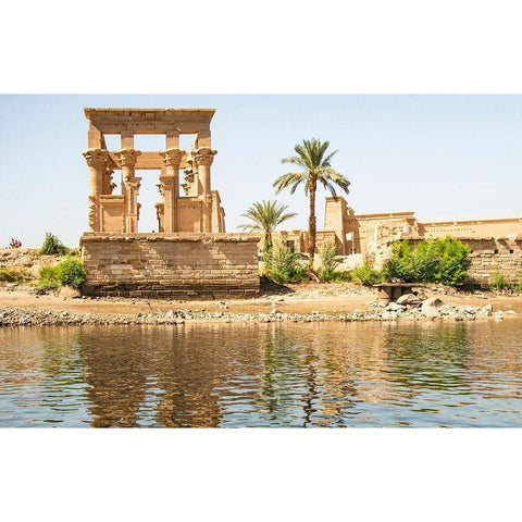 Upper Egypt-Aswan between the two dams-Philae Temple of Isis-Trajans Kiosk-aka The Hypaethral Temple Black Modern Wood Framed Art Print by Jones, Alison