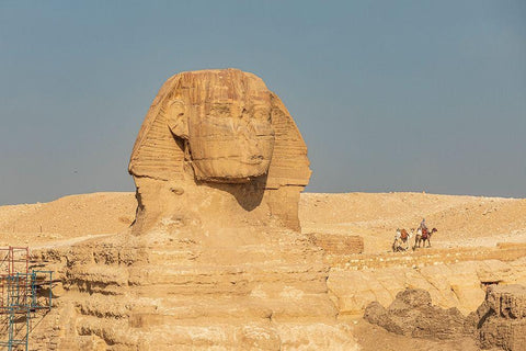 Africa-Egypt-Cairo Giza plateau Great Sphinx of Giza Black Ornate Wood Framed Art Print with Double Matting by Wilson, Emily