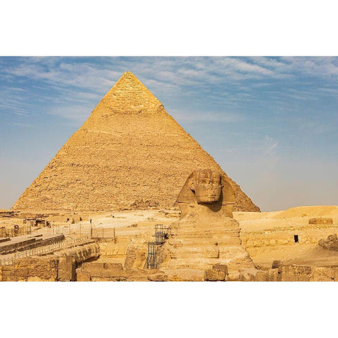 Africa-Egypt-Cairo Giza plateau Great Sphinx of Giza in front of the Pyramid of Khafre Black Modern Wood Framed Art Print by Wilson, Emily