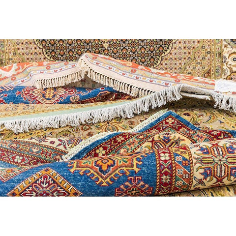 Africa-Egypt-Cairo-Giza Rugs for purchase a at rug and tapestry weaving school White Modern Wood Framed Art Print by Wilson, Emily
