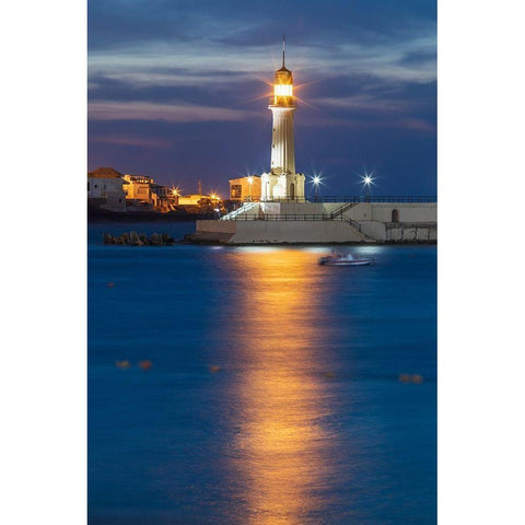 Africa-Egypt-Alexandria Lighthouse in the harbor at Alexandria Black Modern Wood Framed Art Print by Wilson, Emily