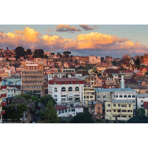 Madagascar-Antananarivo Sunset over the city Black Modern Wood Framed Art Print with Double Matting by Hogstrom, Inger