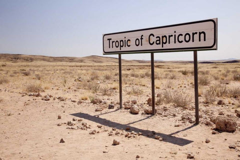 Namibia Sign marks the Tropic of Capricorn Black Ornate Wood Framed Art Print with Double Matting by Kaveney, Wendy
