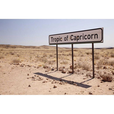 Namibia Sign marks the Tropic of Capricorn Black Modern Wood Framed Art Print by Kaveney, Wendy