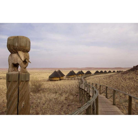 Namibia, Sossusvlei Boardwalk to lodges Black Modern Wood Framed Art Print by Kaveney, Wendy