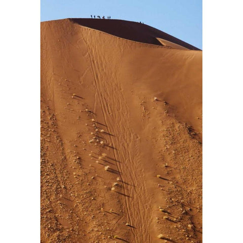 Namibia, Sossusvlei People atop a sand dune Black Modern Wood Framed Art Print by Kaveney, Wendy