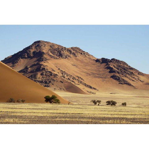 Namibia, Sossusvlei Sand dune and mountain Black Modern Wood Framed Art Print with Double Matting by Kaveney, Wendy