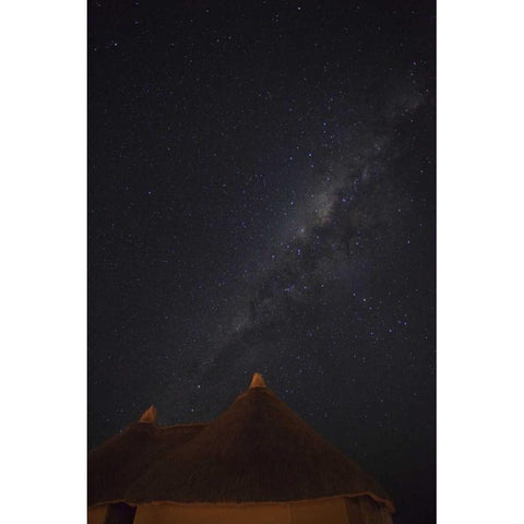 Namibia, Namib Desert, Milky Way above hut Black Modern Wood Framed Art Print by Young, Bill