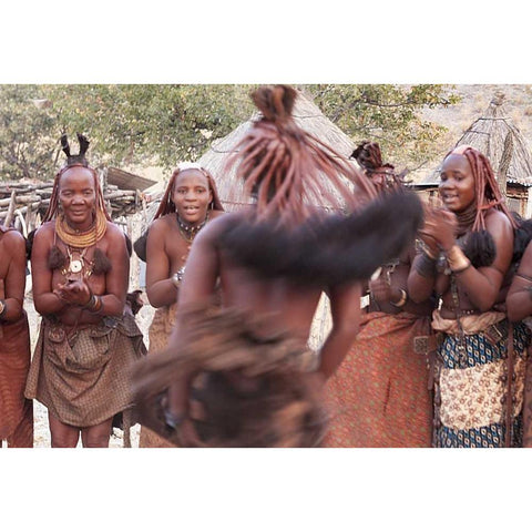 Namibia, Opuwo Himba woman during a dance Black Modern Wood Framed Art Print by Kaveney, Wendy