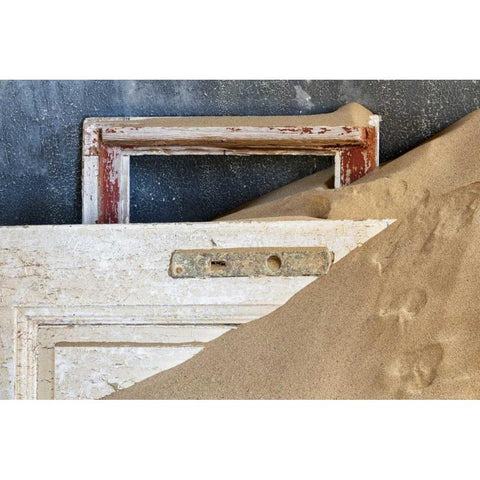 Namibia, Kolmanskop Door and window frame Black Modern Wood Framed Art Print by Kaveney, Wendy