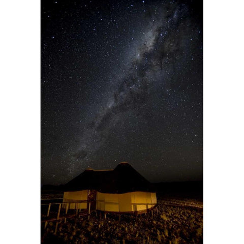 Namibia, Namib-Naukluft Park Hut and Milky Way Black Modern Wood Framed Art Print by Kaveney, Wendy