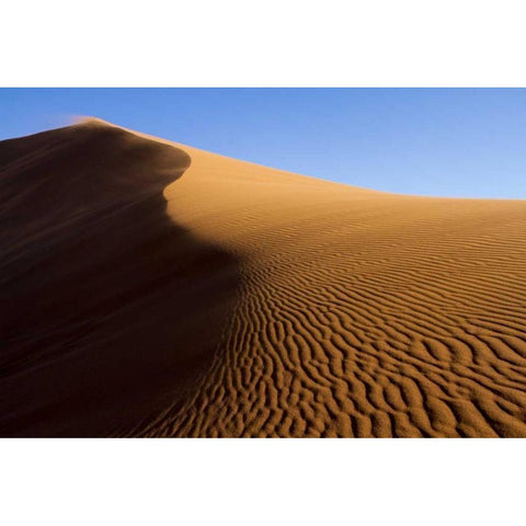 Namibia, Namib-Naukluft NP Blowing sand on dune Black Modern Wood Framed Art Print by Young, Bill