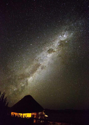 Africa, Namibia Milky Way and night sky White Modern Wood Framed Art Print with Double Matting by Young, Bill
