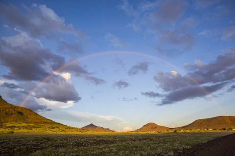 Africa, Namibia Landscape with full rainbow White Modern Wood Framed Art Print with Double Matting by Young, Bill