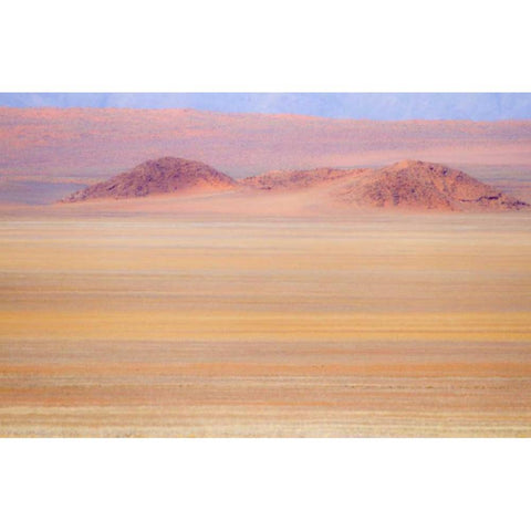 Namibia Heat distorts grassy plain and dunes Black Modern Wood Framed Art Print with Double Matting by Young, Bill